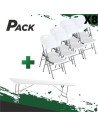 MESA DE RESINA PLEGABLE 240X74X74CM + 8 SILLAS RESINA PLEGABLE PRO 44X53X83