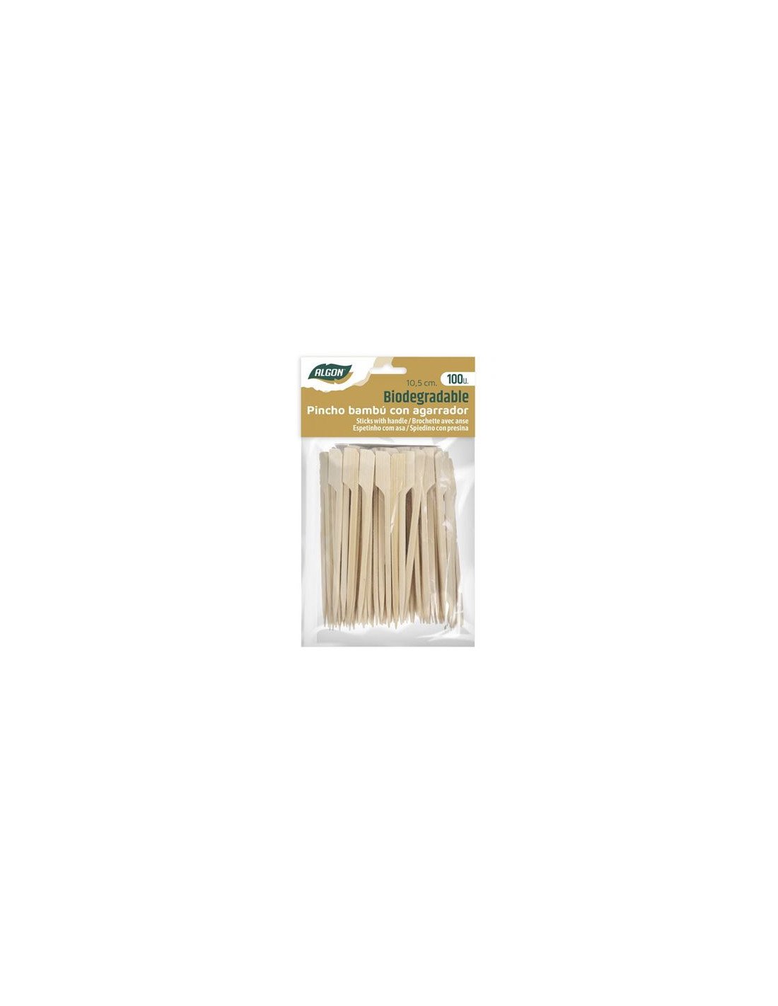 PACK 100 PINCHOS BAMBU CON AGARRADOR 10.5CM
