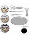 SET TIJERAS + PELADOR + 2 CUCHILLOS + TABLA DE CORTE CIRCULAR