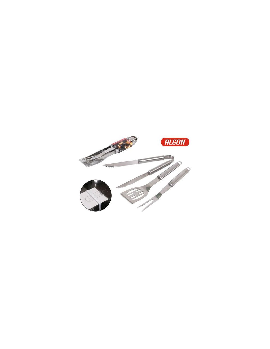 SET 3 ACCESORIOS BARBACOA SILVER ALGON