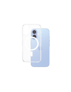 PanzerGlass ® HardCase Transparent w. White MagSafe iPhone 16 funda para teléfono móvil Transparente