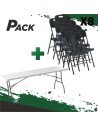 MESA DE RESINA PLEGABLE 180X70X74CM + 8 SILLAS RESINA PLEGABLE PRO 44X53X83