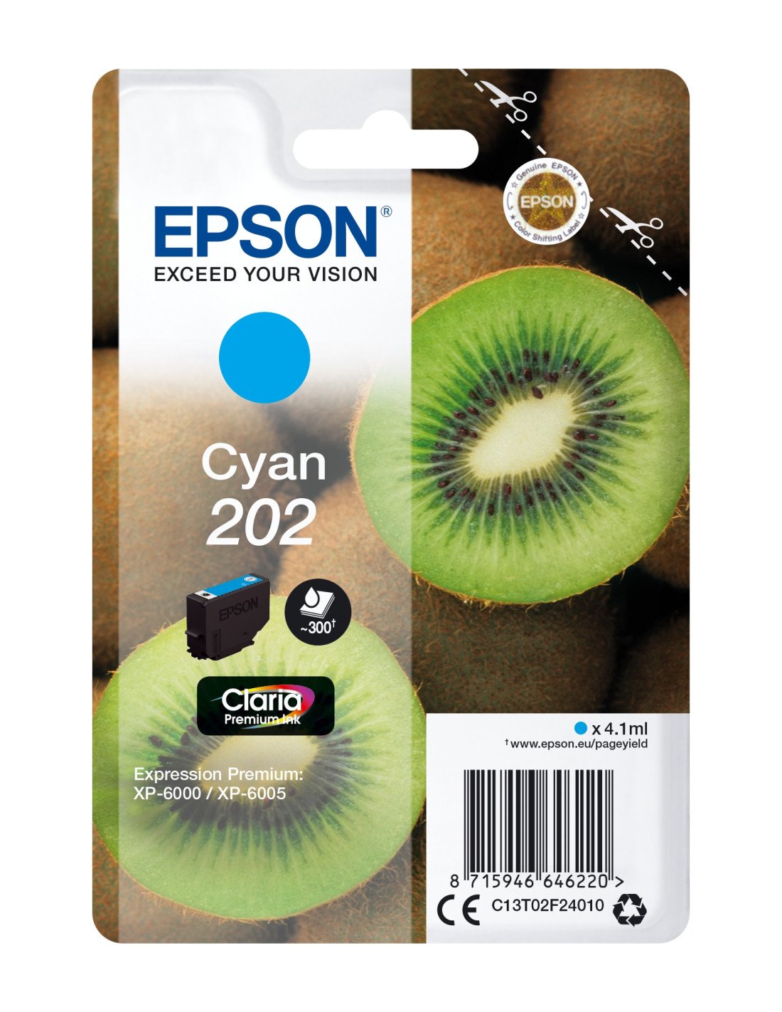 Epson Kiwi Singlepack Cyan 202 Claria Premium Ink