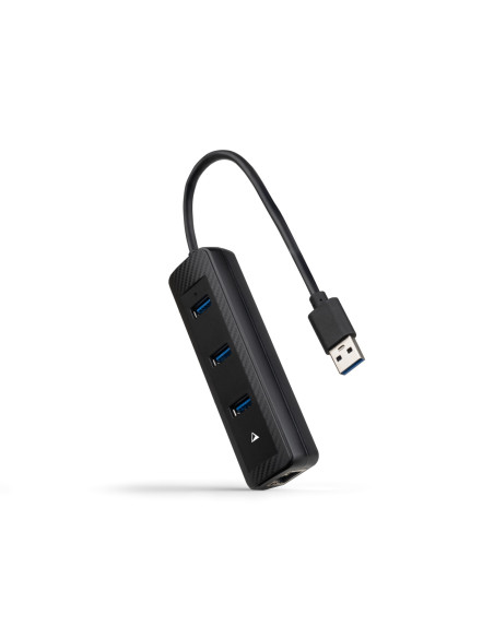 Nanocable Hub USB-A 3.0 a 3xUSB-A 3.0 + RJ45, USB-A/M- USB-A/M-RJ45/H, Negro, 15 cm