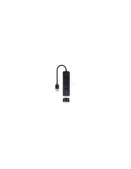 Nanocable Hub USB-A 3.0 a 3xUSB-A 3.0 + RJ45, USB-A/M- USB-A/M-RJ45/H, Negro, 15 cm