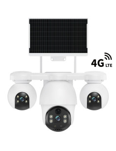 V380Max P19SE-4G V380 Pro Cámara de Seguridad Triple con 4G y Panel Solar