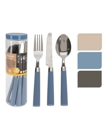 CUBERTERIA 12 PIEZAS EN BOTE ESPECIAL CAMPING COLORES SURTIDOS