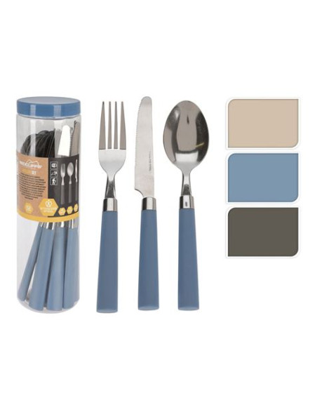 CUBERTERIA 12 PIEZAS EN BOTE ESPECIAL CAMPING COLORES SURTIDOS