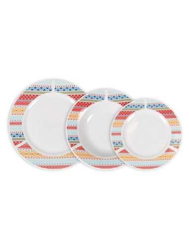 VAJILLA DE 18 PIEZAS RENDONDA PALMA LA MEDITERRANEA