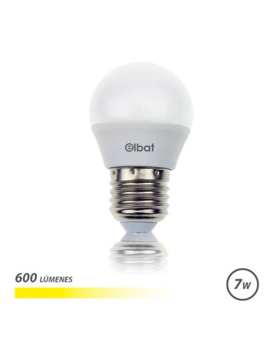 BOMBILLA LED G45 | 7W | 600LM | E27 | LUZ CALIDA | ELBAT