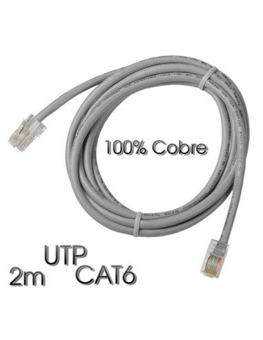 CABLE DE RED UTP CAT 6 2M GRIS CLARO 100% COBRE CROMAD