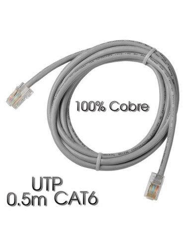 CABLE DE RED UTP CAT 6 0.5M GRIS CLARO 100% COBRE CROMAD