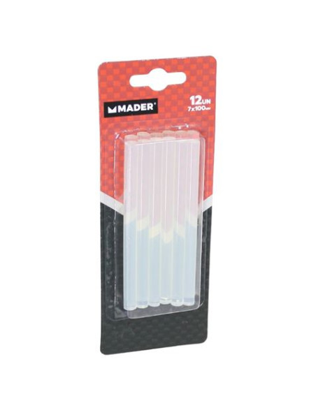 12 BARRAS DE PEGAMENTO SILICONA TRANSPARENTE 7X100MM MADER