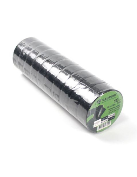 CINTA AISLANTE 10 PCS 10MX19MM NEGRA SAURIUM
