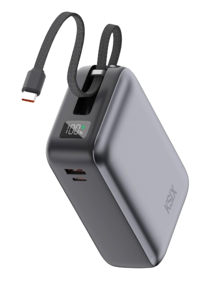 POWERBANK BATERÍA EXTERNA KSIX 30.000MAH CON CABLE TIPO C INTEGRADO 65W