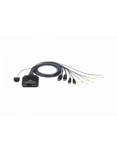 ATEN Switch KVM formato cable DisplayPort USB de 2 puertos selector
