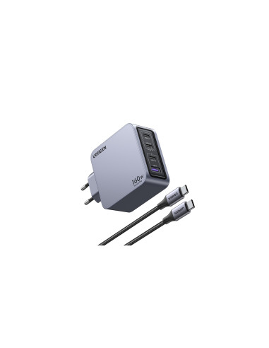 Ugreen Nexode Pro 160W GaN Charger with USB-C Cable Universal Negro, Gris Corriente alterna Carga rápida Interior
