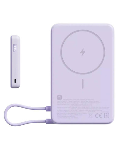 POWERBANK BATERÍA EXTERNA 10.000MAH MAGSAFE Y CABLE INTEGRADO XIAOMI LILA