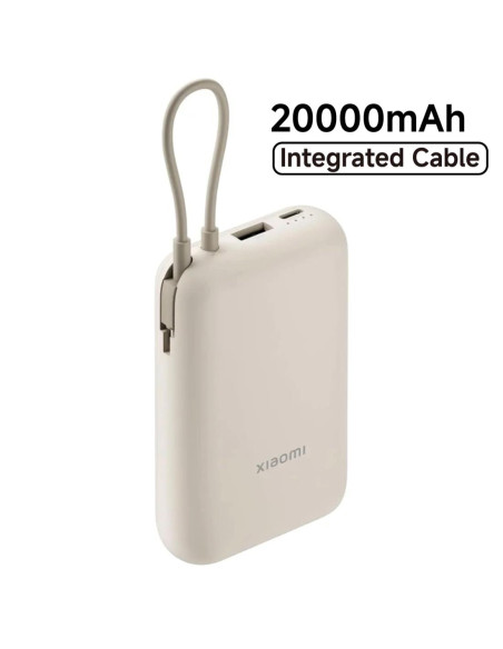 POWERBANK BATERÍA EXTERNA 20.000MAH 33W CON CABLE INTEGRADO TIPO C XIAOMI BEIGE