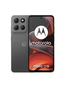 Motorola Moto G15: Potente smartphone gris.