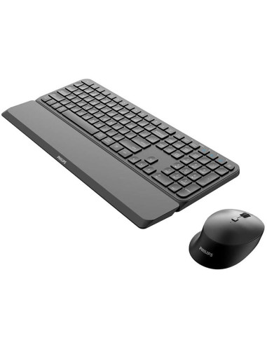 Philips SPT6607B Combo Inalámbrico Teclado+ Ratón Reposamuñecas Negro