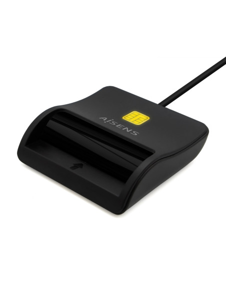 AISENS Lector De Tarjeta Inteligente DNI, USB-C, Negro