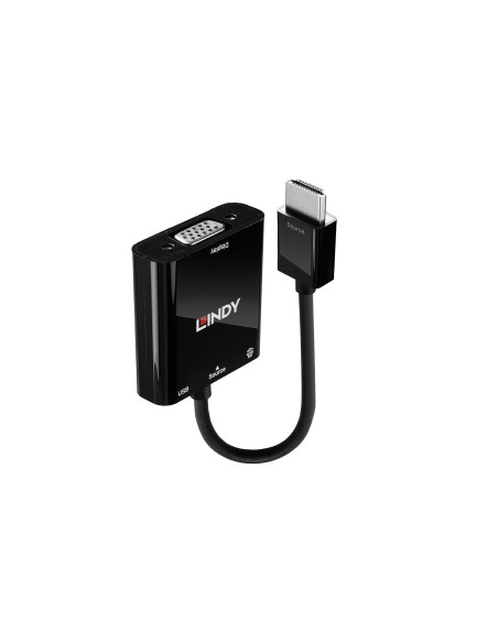 Lindy 38285 adaptador de cable de vÍ­deo 0,1 m HDMI tipo A (Estándar) VGA (D-Sub) Negro
