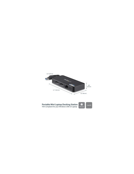 StarTech.com Mini Dock USB 3.1 a DisplayPort Doble con LAN GbE - 4K Doble de 60Hz negro