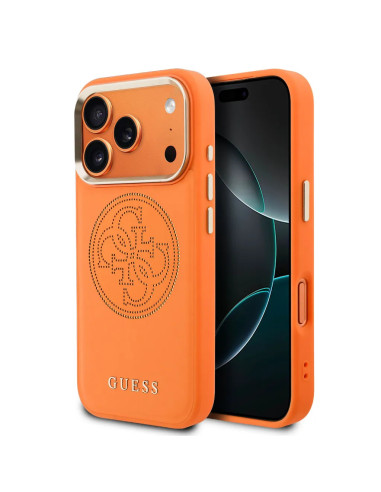 CARCASA GUESS IPHONE 17 PRO MAX CON MAGSAFE EFECTO PIEL NARANJA