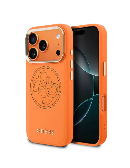 CARCASA GUESS IPHONE 17 PRO MAX CON MAGSAFE EFECTO PIEL NARANJA