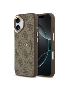 CARCASA GUESS IPHONE 17 EN POLIPIEL MARRÓN CON MAGSAFE Y LOGO CLÁSICO