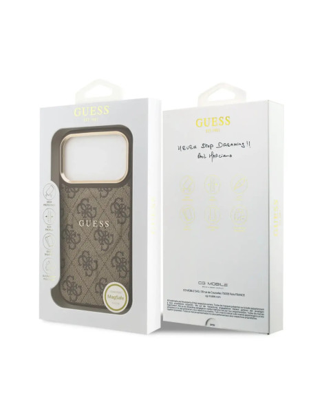 CARCASA GUESS IPHONE 17 PRO CON MAGSAFE MARRÓN POLIPIEL