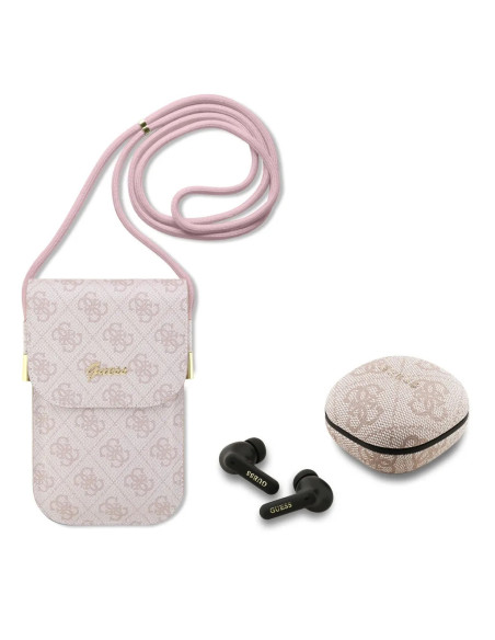 PACK BOLSO POLIPIEL ROSA CON AURICULARES TWS
