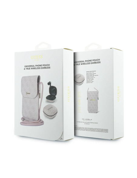 PACK BOLSO POLIPIEL ROSA CON AURICULARES TWS