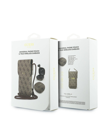 PACK BOLSO POLIPIEL MARRON CON AURICULARES TWS
