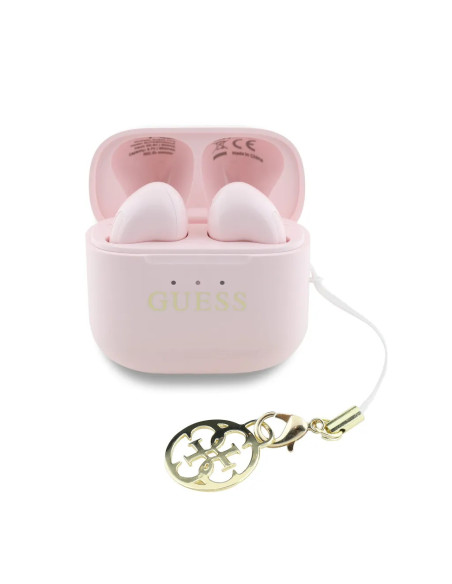 AURICULARES GUESS ROSA CON LOGO Y CHARM
