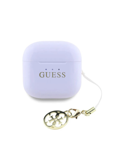 AURICULARES GUESS LILA CON LOGO Y CHARM