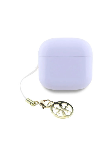 AURICULARES GUESS LILA CON LOGO Y CHARM