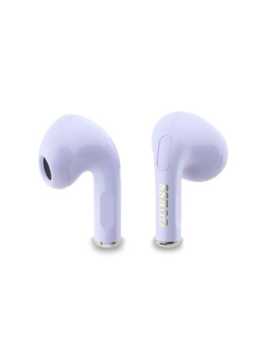AURICULARES GUESS LILA CON LOGO Y CHARM