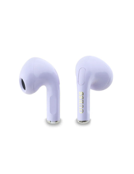 AURICULARES GUESS LILA CON LOGO Y CHARM