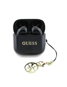 AURICULARES GUESS NEGRO CON LOGO Y CHARM