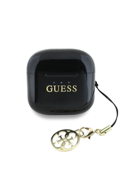 AURICULARES GUESS NEGRO CON LOGO Y CHARM