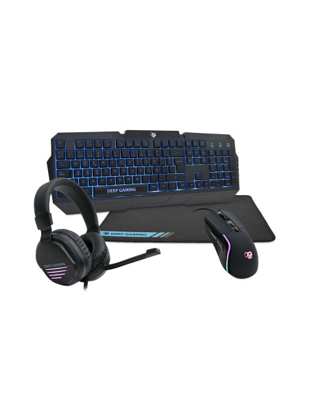 Deep Gaming Pack gaming DeepX-Wing 2 teclado Ratón incluido USB QWERTY Español Negro
