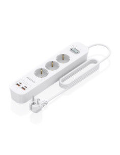 AISENS Regleta de Enchufes Multifuncion con 3 Tomas + Cargador PD3.0