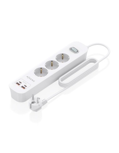 AISENS Regleta de Enchufes Multifuncion con 3 Tomas + Cargador PD3.0