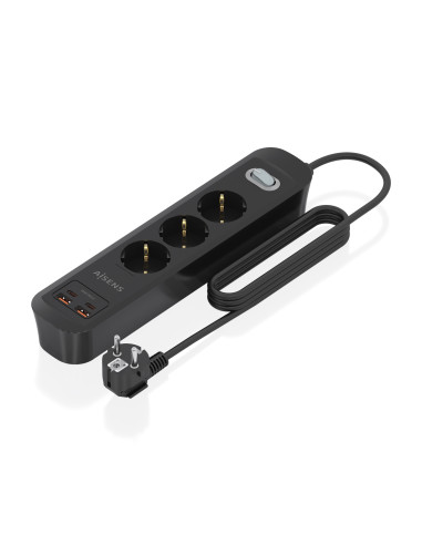 AISENS Regleta de Enchufes Multifuncion con 3 Tomas + Cargador PD3.0