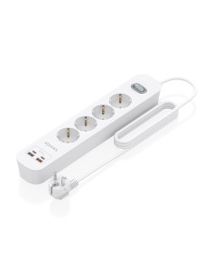 AISENS Regleta de Enchufes Multifuncion con 4 Tomas + Cargador PD3.0