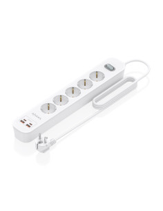 AISENS Regleta de Enchufes Multifuncion con 5 Tomas + Cargador PD3.0