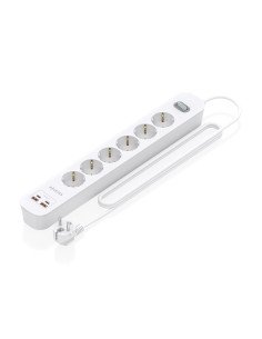 AISENS Regleta de Enchufes Multifuncion con 6 Tomas + Cargador PD3.0