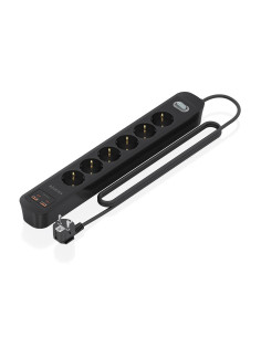 AISENS Regleta de Enchufes Multifuncion con 6 Tomas + Cargador PD3.0